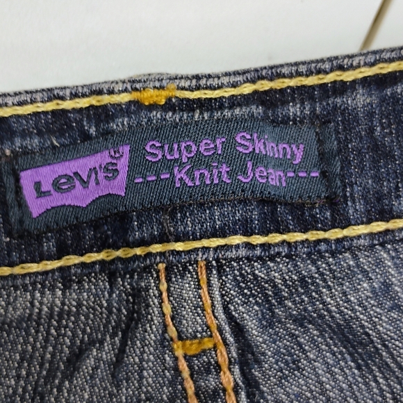 Levi's Super Skinny Blue Jeans Girls Sz 7 Stretch Dark Wash Low Rise D-2 - Picture 4 of 11